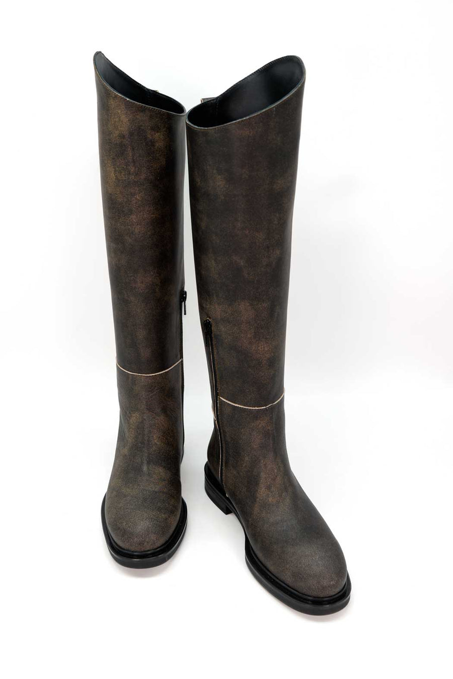 FMJ20 VINTAGE-EFFECT LEATHER TALL BOOTS