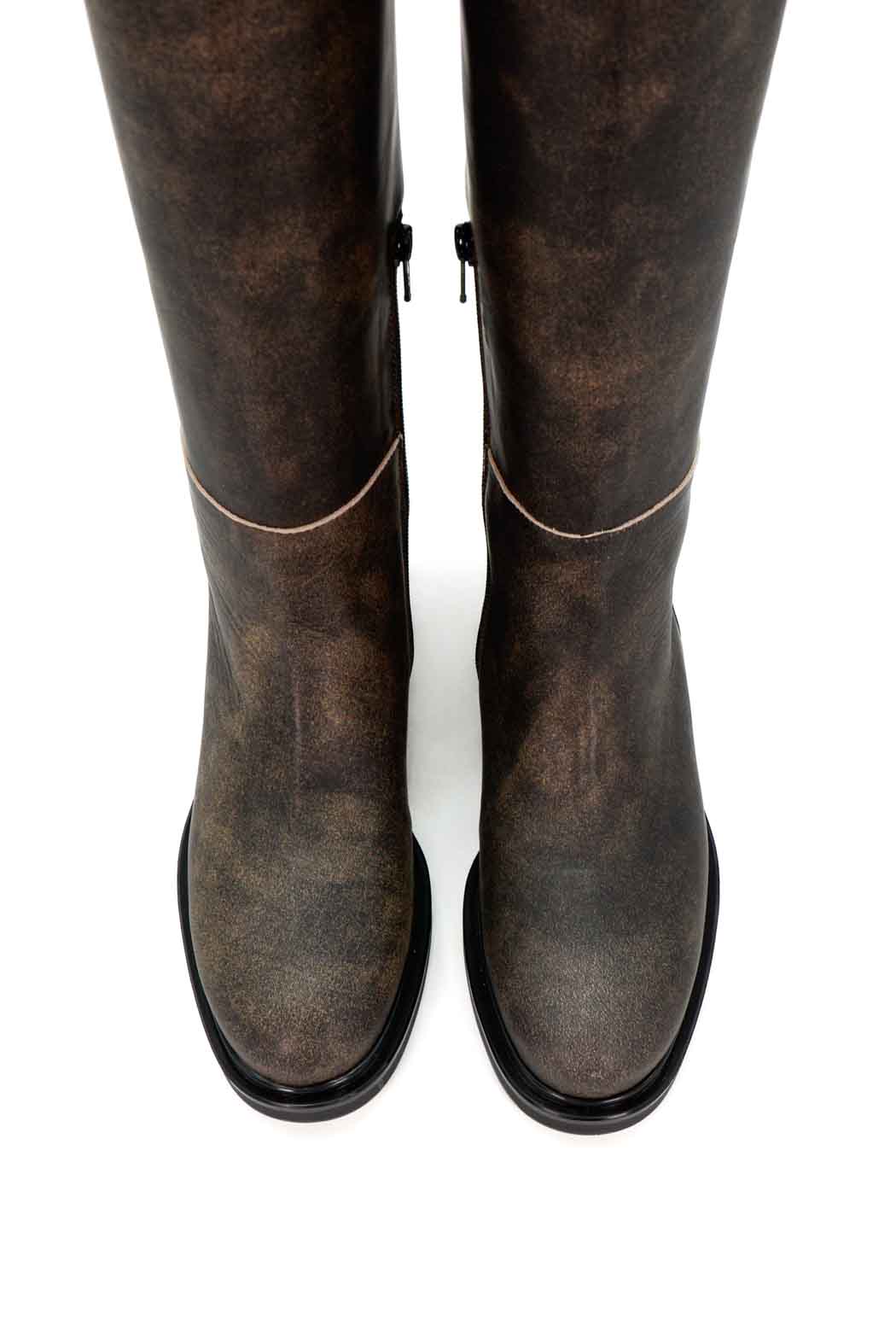 FMJ20 VINTAGE-EFFECT LEATHER TALL BOOTS