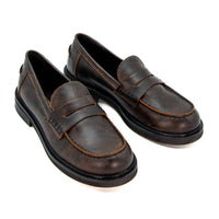 JPG30Q VINTAGE-EFFECT LEATHER LOAFERS