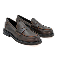 JPG30Q VINTAGE-EFFECT LEATHER LOAFERS