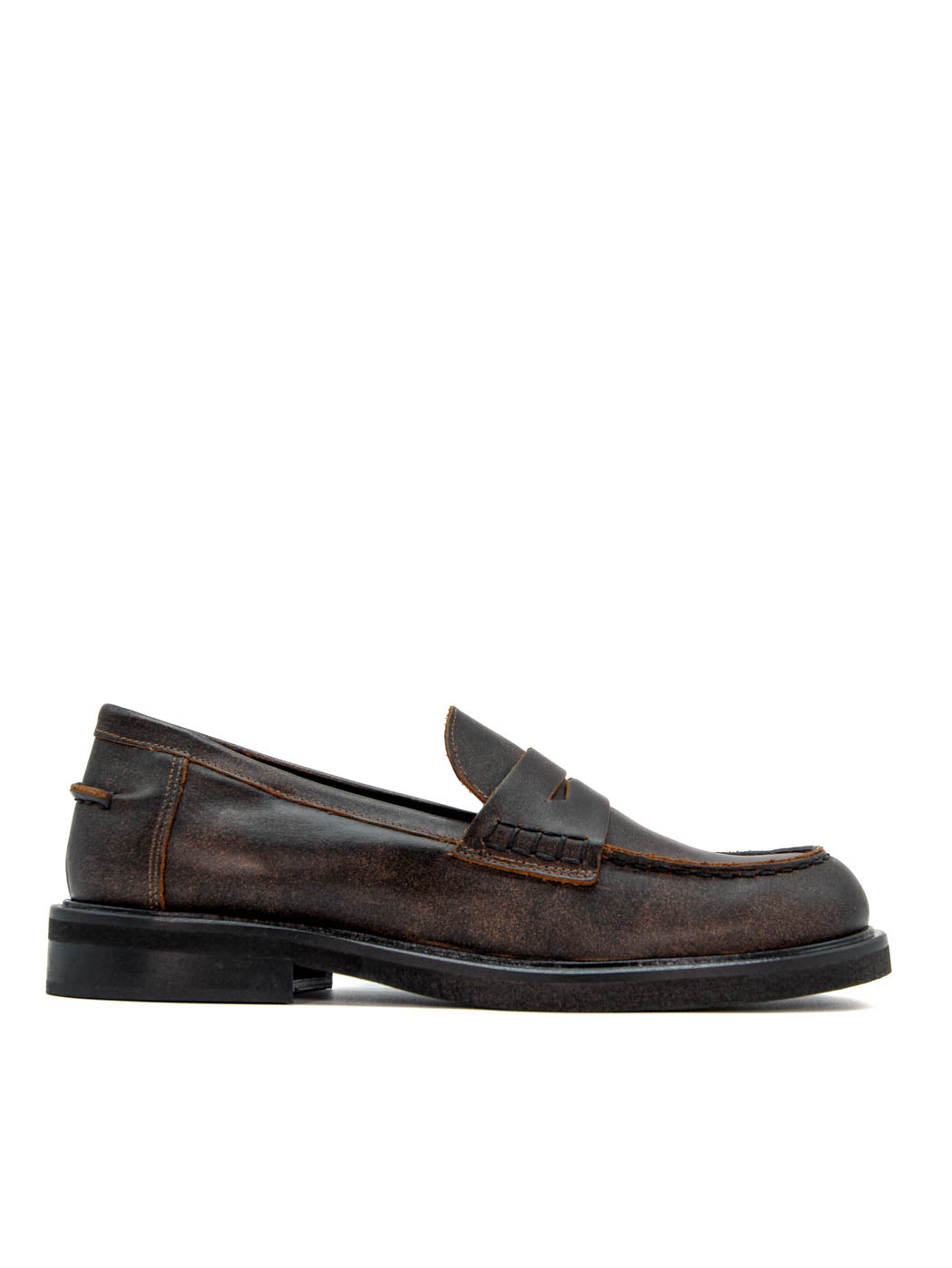 JPG30Q VINTAGE-EFFECT LEATHER LOAFERS