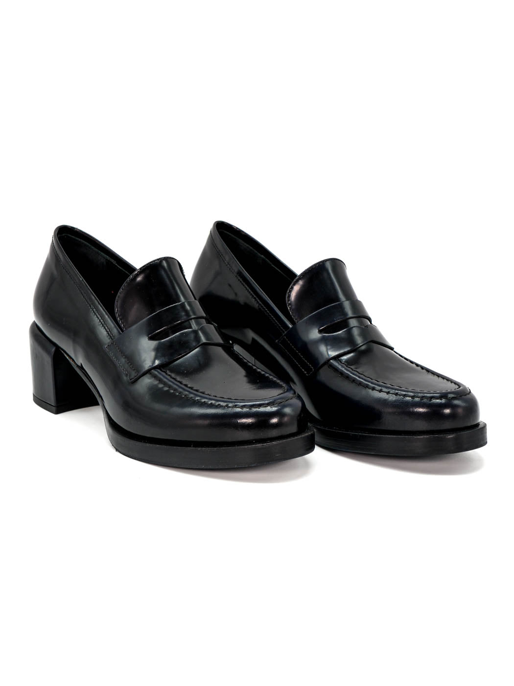 SMA23 BRUSHED LEATHER HEEL LOAFERS