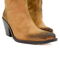 V7 CRUST LEATHER WESTERN ANKLE BOOTS