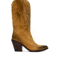 V7 CRUST LEATHER WESTERN ANKLE BOOTS