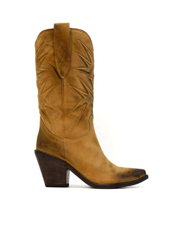 V7 CRUST LEATHER WESTERN ANKLE BOOTS