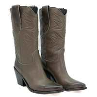 V7 LEATHER WESTERN ANKLE BOOTS