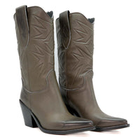 V7 LEATHER WESTERN ANKLE BOOTS