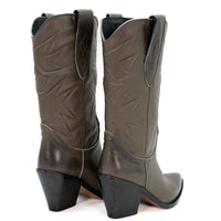 V7 LEATHER WESTERN ANKLE BOOTS