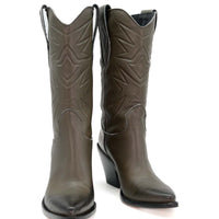 V7 LEATHER WESTERN ANKLE BOOTS